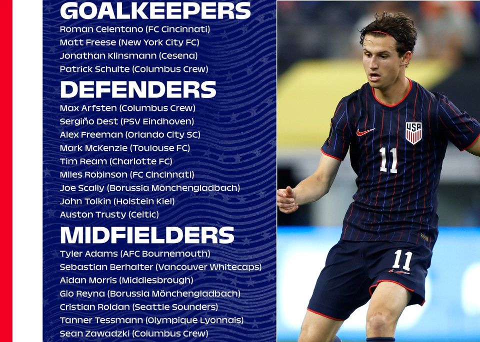 美国国家队11月大名单：普利西奇、小维阿缺席，德斯特在列
