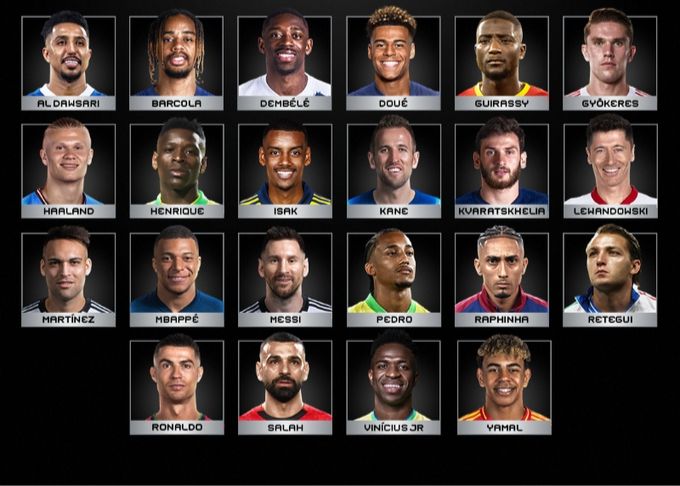 FIFA年度最佳前锋候选：姆巴佩、亚马尔入围，梅罗在列